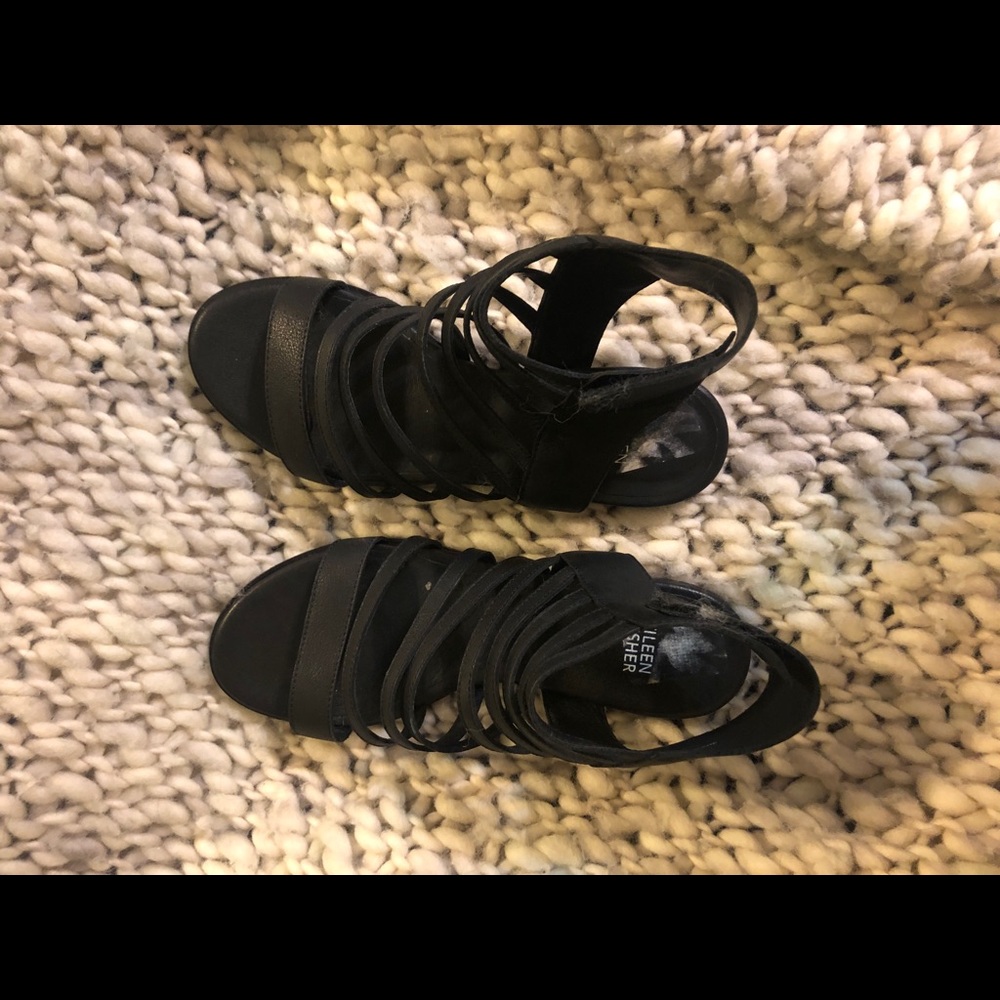 Eileen Fisher black Otto Banded flat sandal